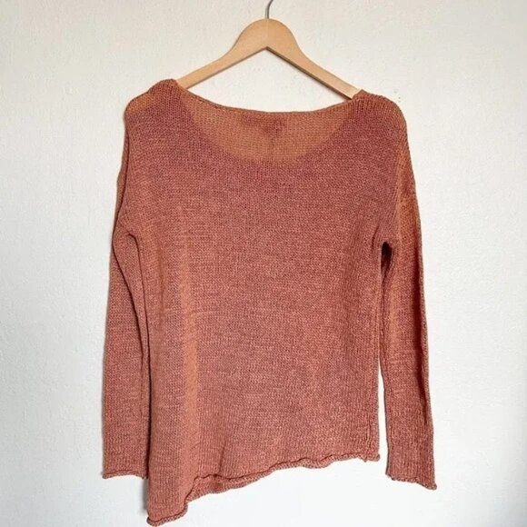 NWT 360 Sweater Linen Cotton Asymmetrical Open Knit Sweater - Picture 2 of 5